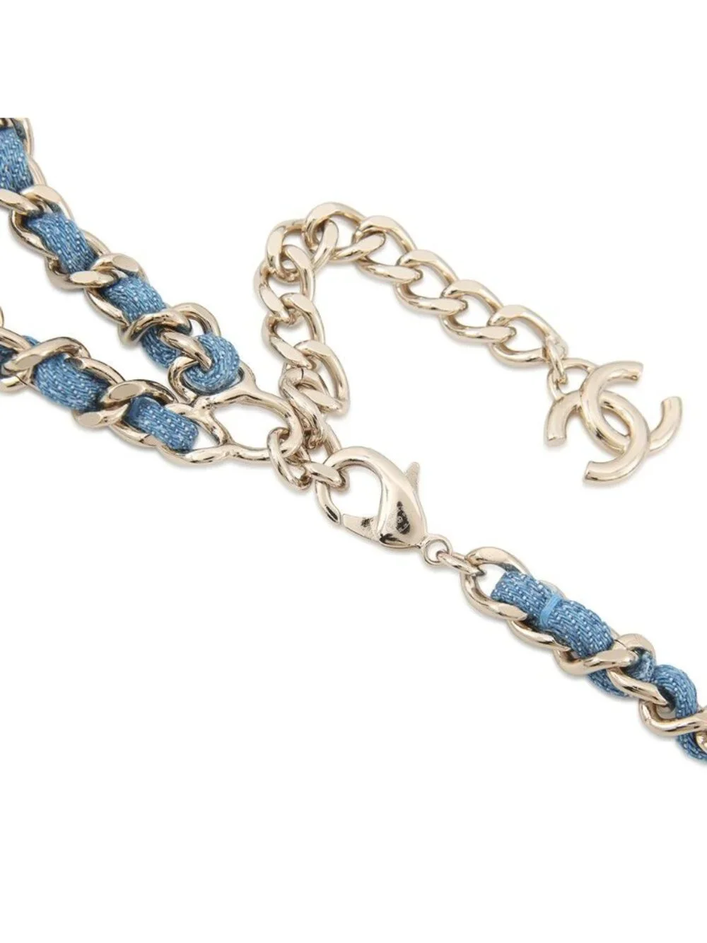 Chanel Necklace CC Logo Charm Denim B 25 P Choker
